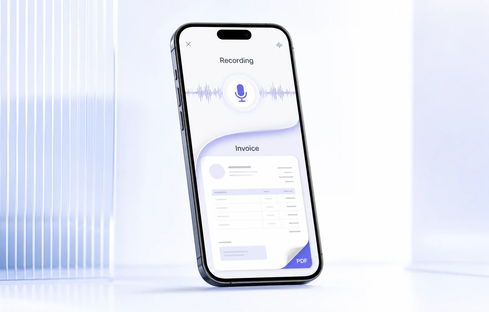 Voice Invoice app creating an invoice from voice